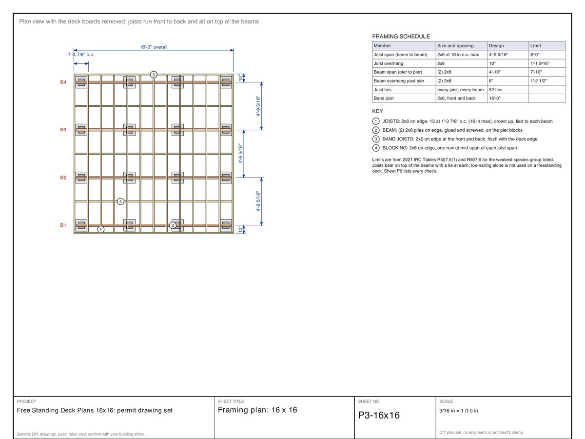 Free Standing Deck Plans 16x16 PDF, image 3